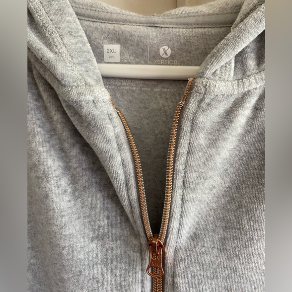 LKNEW Xersion Velour Activewear Set Girl’s PLUS XL / XXL Grey Zip Hoodie Pants - Picture 2 of 12